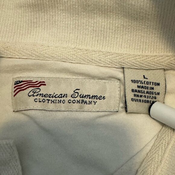 AMERICAN SUMMER CLOTHING COMPANY A Flag SOL AOP Beige Polo Shirt in Large - Picture 5 of 5